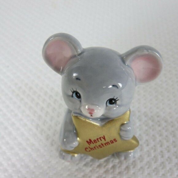 Vintage 80s Russ Berrie Merry Christmas Mouse Star Figurine - Picture 6 of 6